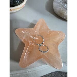 Peach Selenite Crystal Star Bowl~ Healing Powers